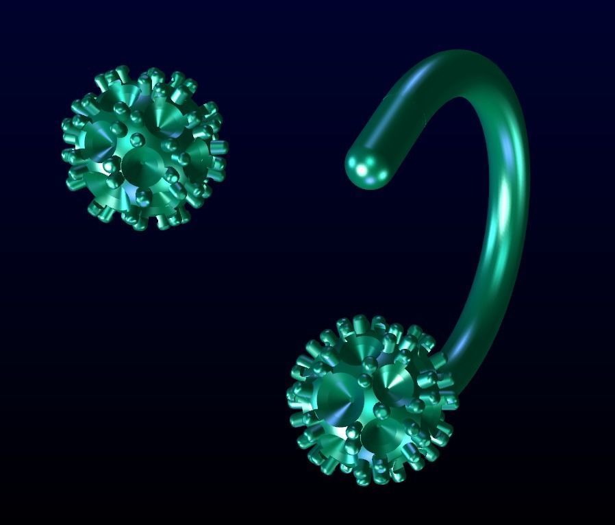 Diamond earring piercing 3D print model_7