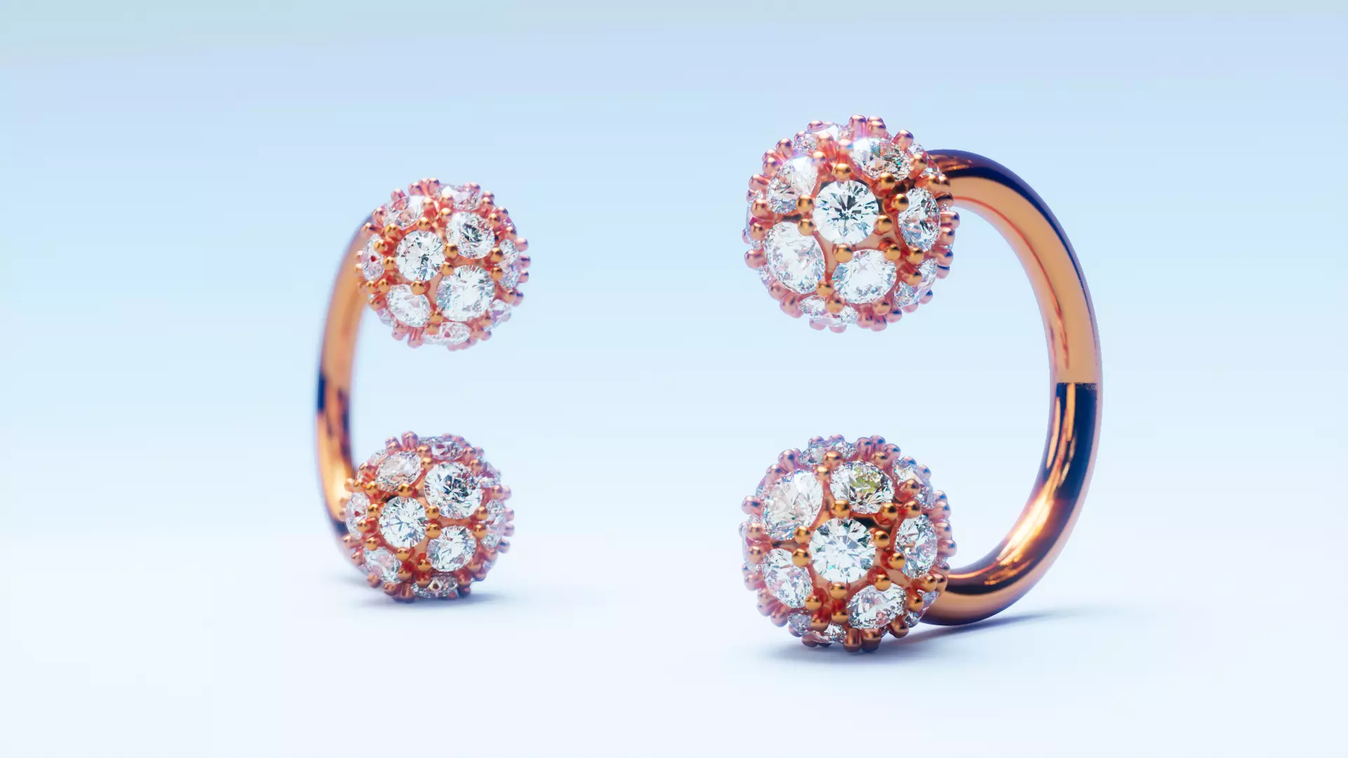 Diamond earring piercing 3D print model_0