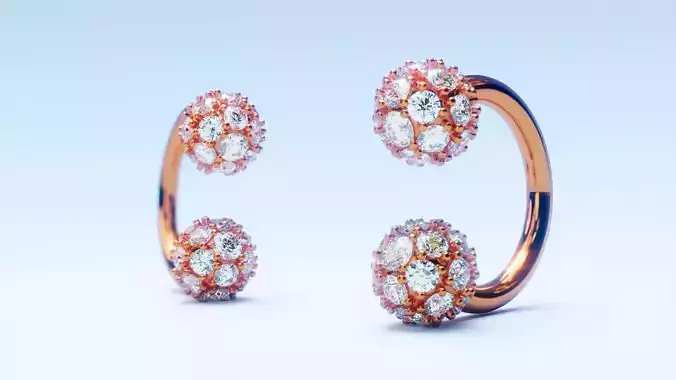 Diamond earring piercing 3D print model