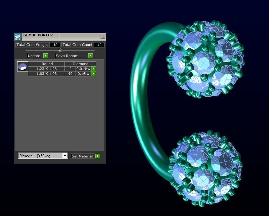 Diamond earring piercing 3D print model_2