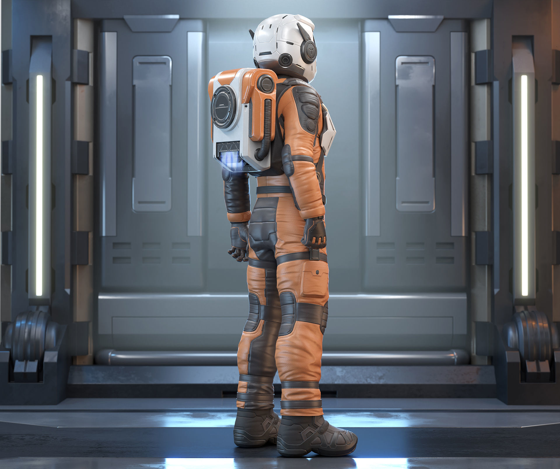 Sci-Fi Astronaut Low-Poly Game Character Low-poly 3D model_8