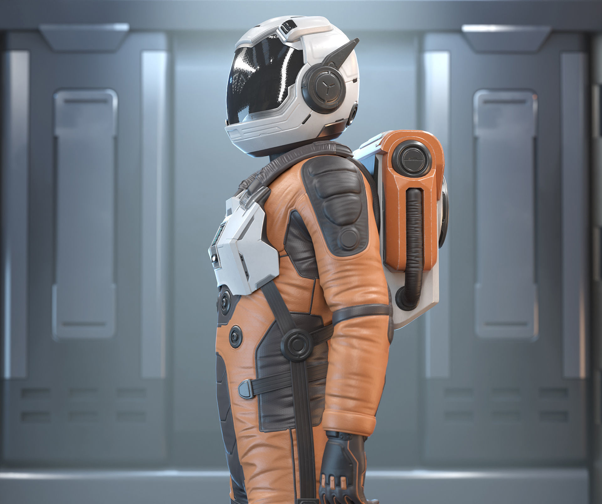 Sci-Fi Astronaut Low-Poly Game Character Low-poly 3D model_5