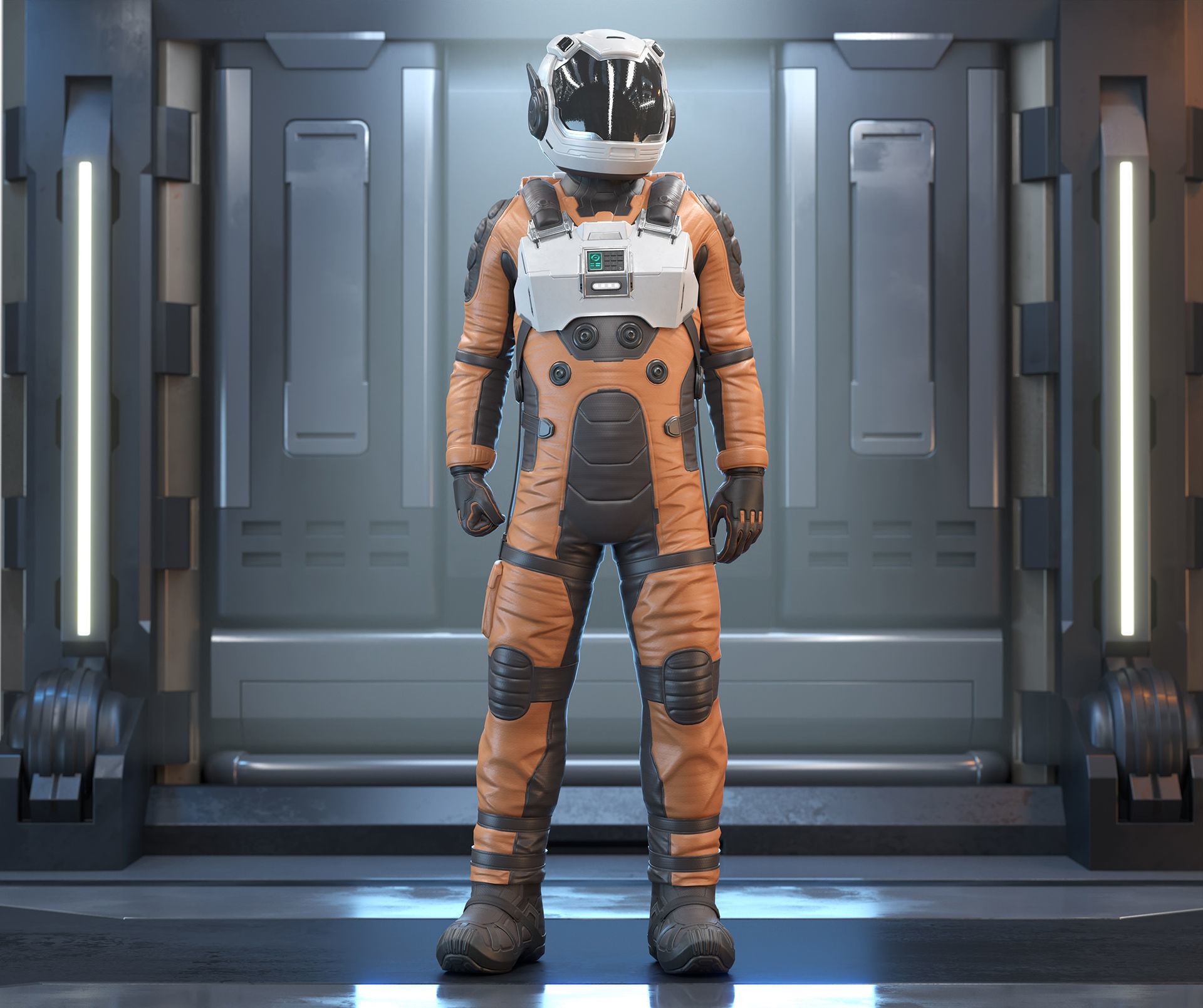 Sci-Fi Astronaut Low-Poly Game Character Low-poly 3D model_6