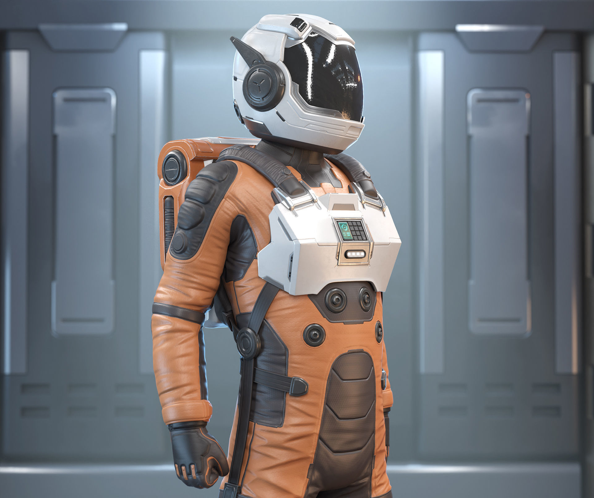 Sci-Fi Astronaut Low-Poly Game Character Low-poly 3D model_1