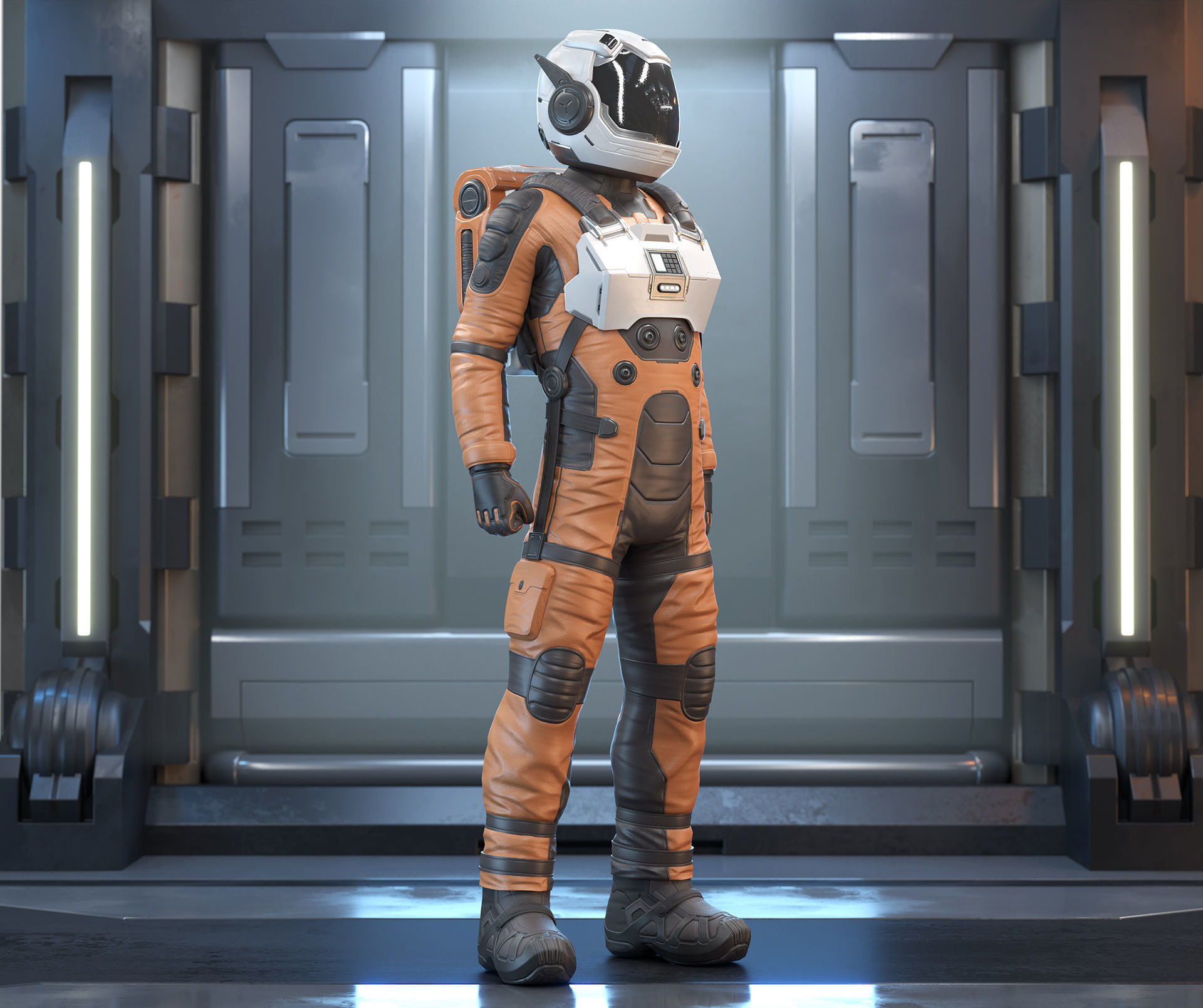Sci-Fi Astronaut Low-Poly Game Character Low-poly 3D model_7