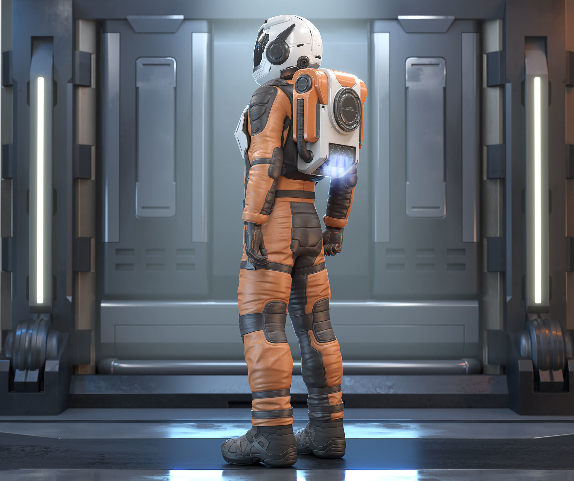 Sci-Fi Astronaut Low-Poly Game Character Low-poly 3D model_9