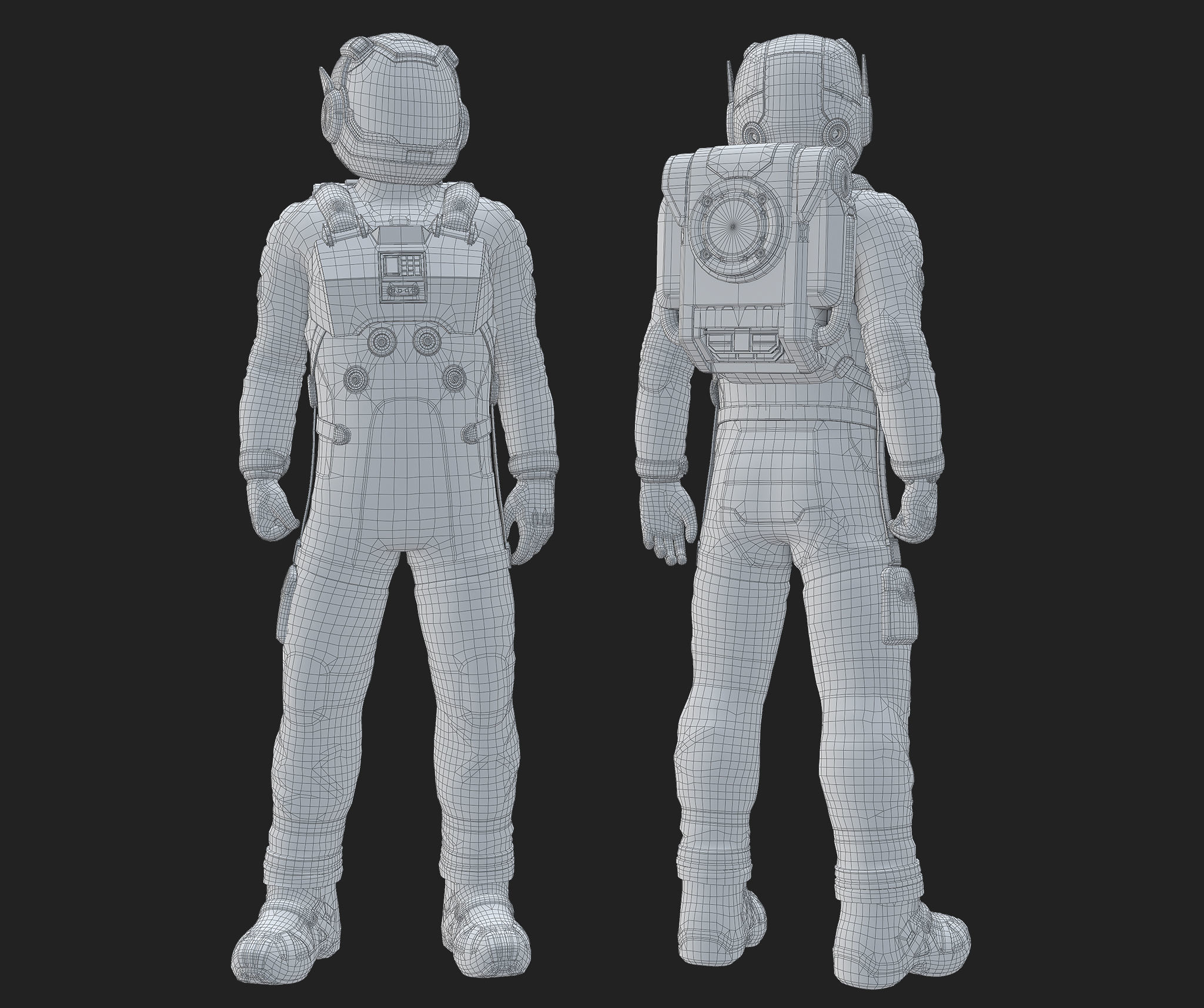 Sci-Fi Astronaut Low-Poly Game Character Low-poly 3D model_11