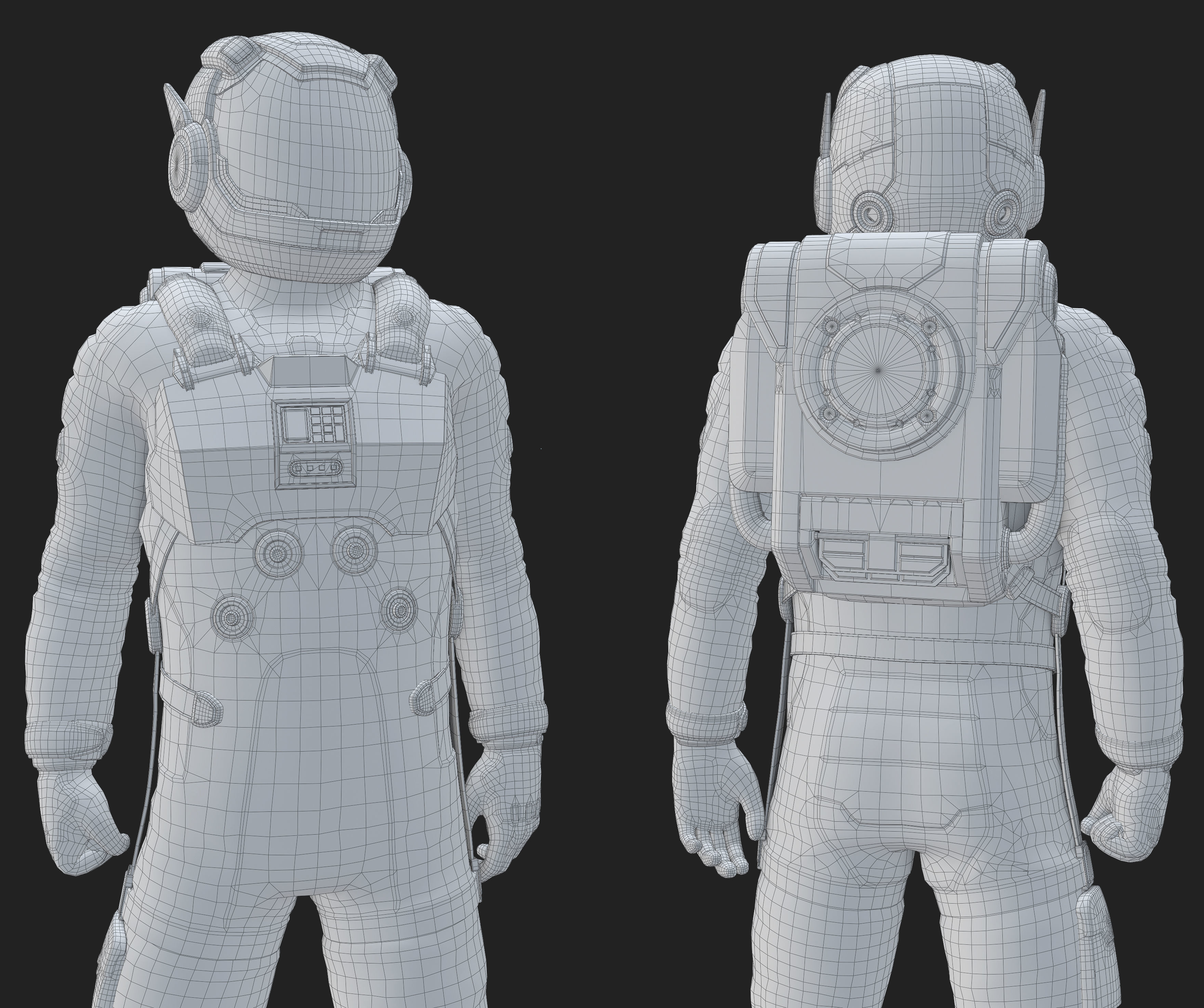 Sci-Fi Astronaut Low-Poly Game Character Low-poly 3D model_12