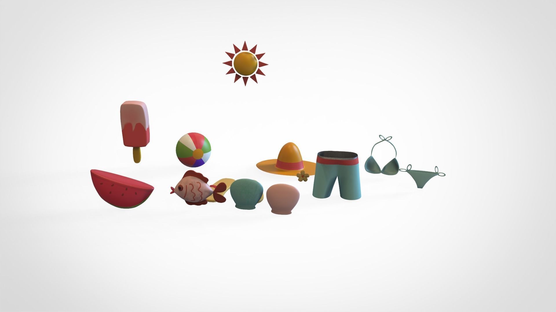 Summer Collection v001  Low-poly 3D model_11