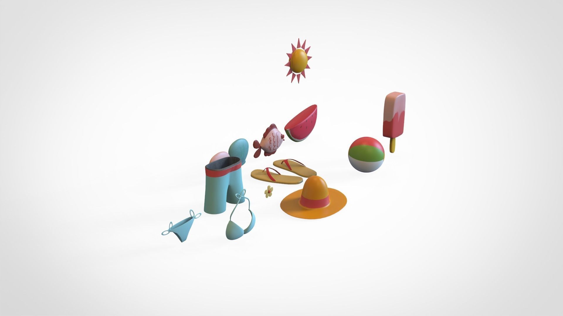 Summer Collection v001  Low-poly 3D model_16