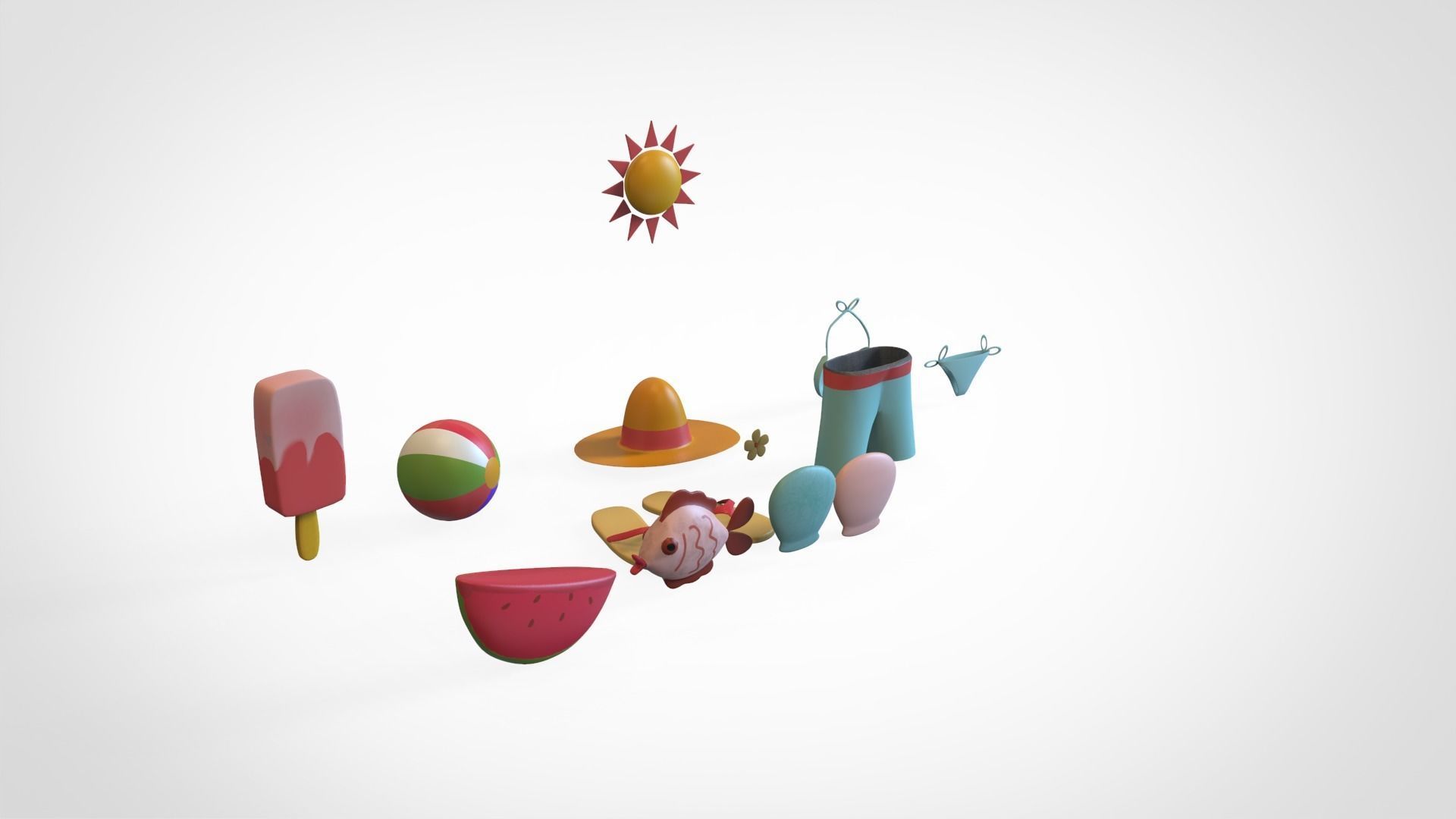 Summer Collection v001  Low-poly 3D model_9