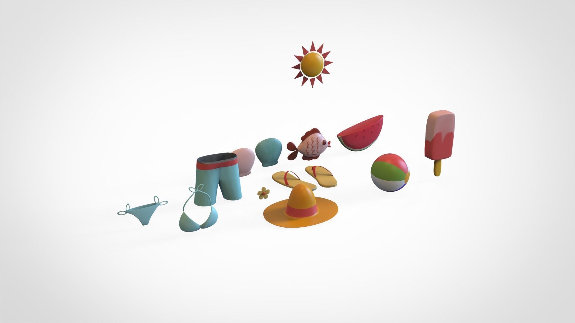 Summer Collection v001  Low-poly 3D model_17