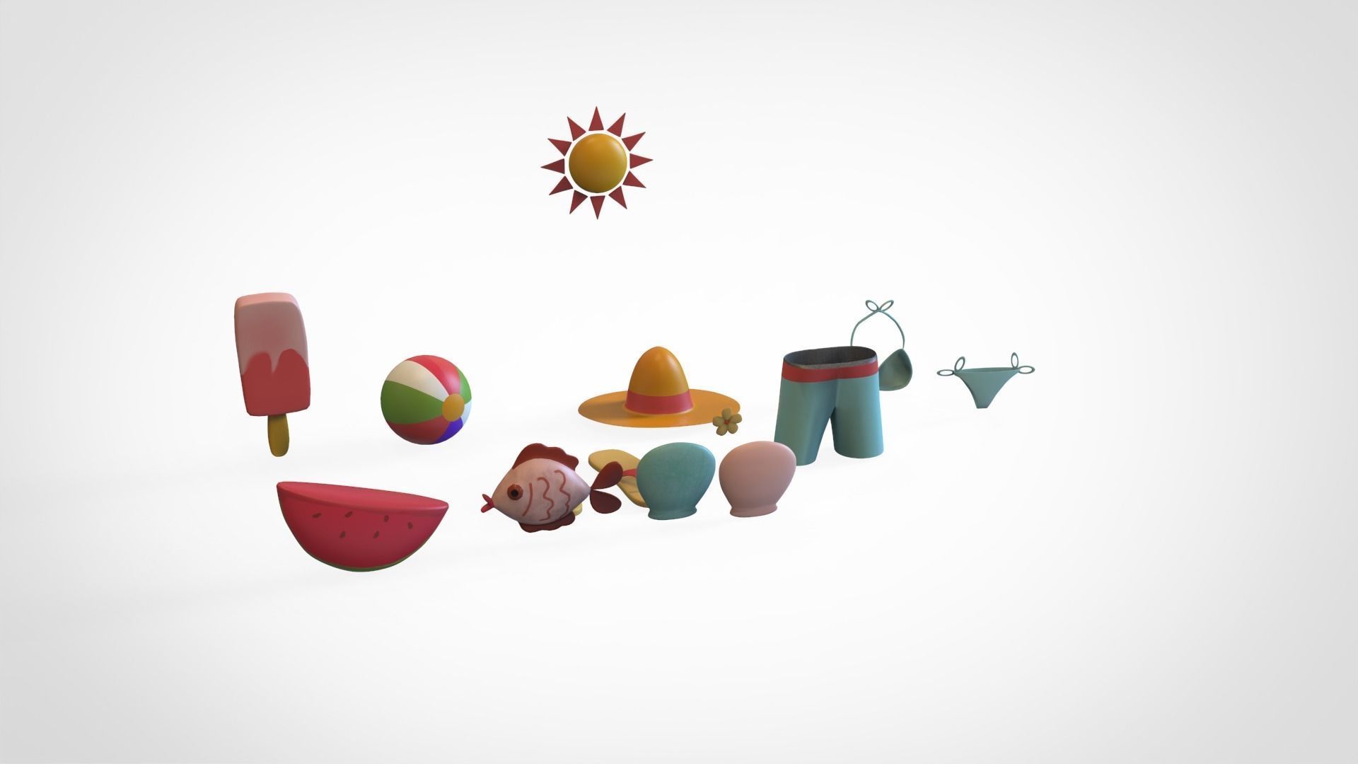 Summer Collection v001  Low-poly 3D model_10