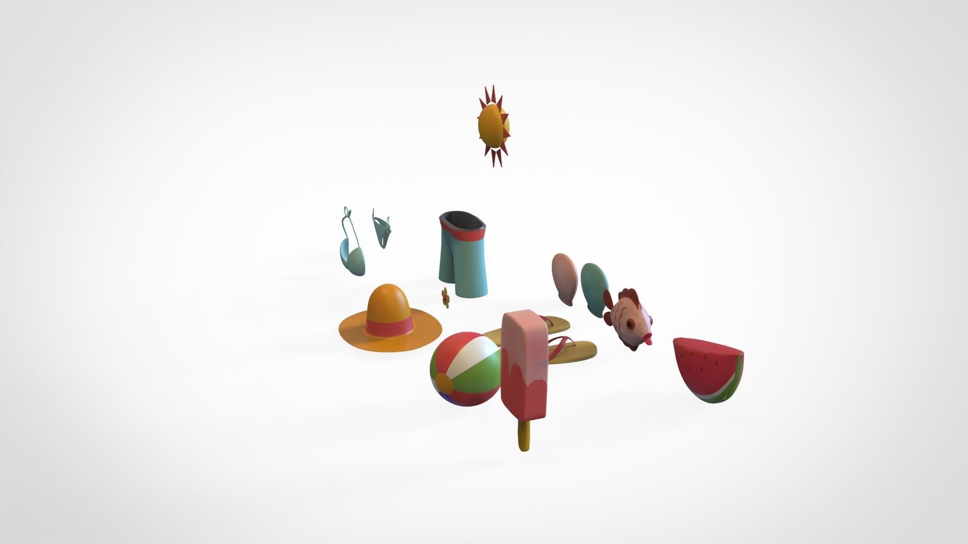 Summer Collection v001  Low-poly 3D model_6