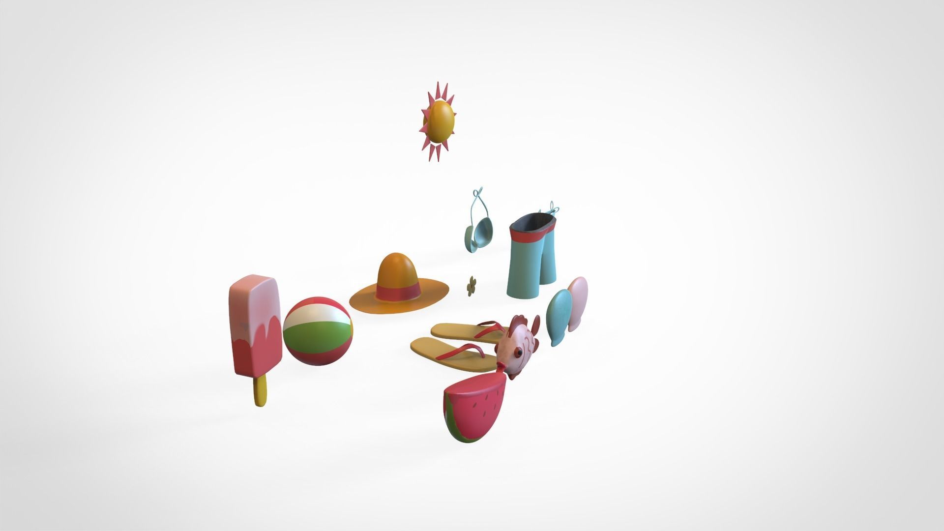 Summer Collection v001  Low-poly 3D model_8