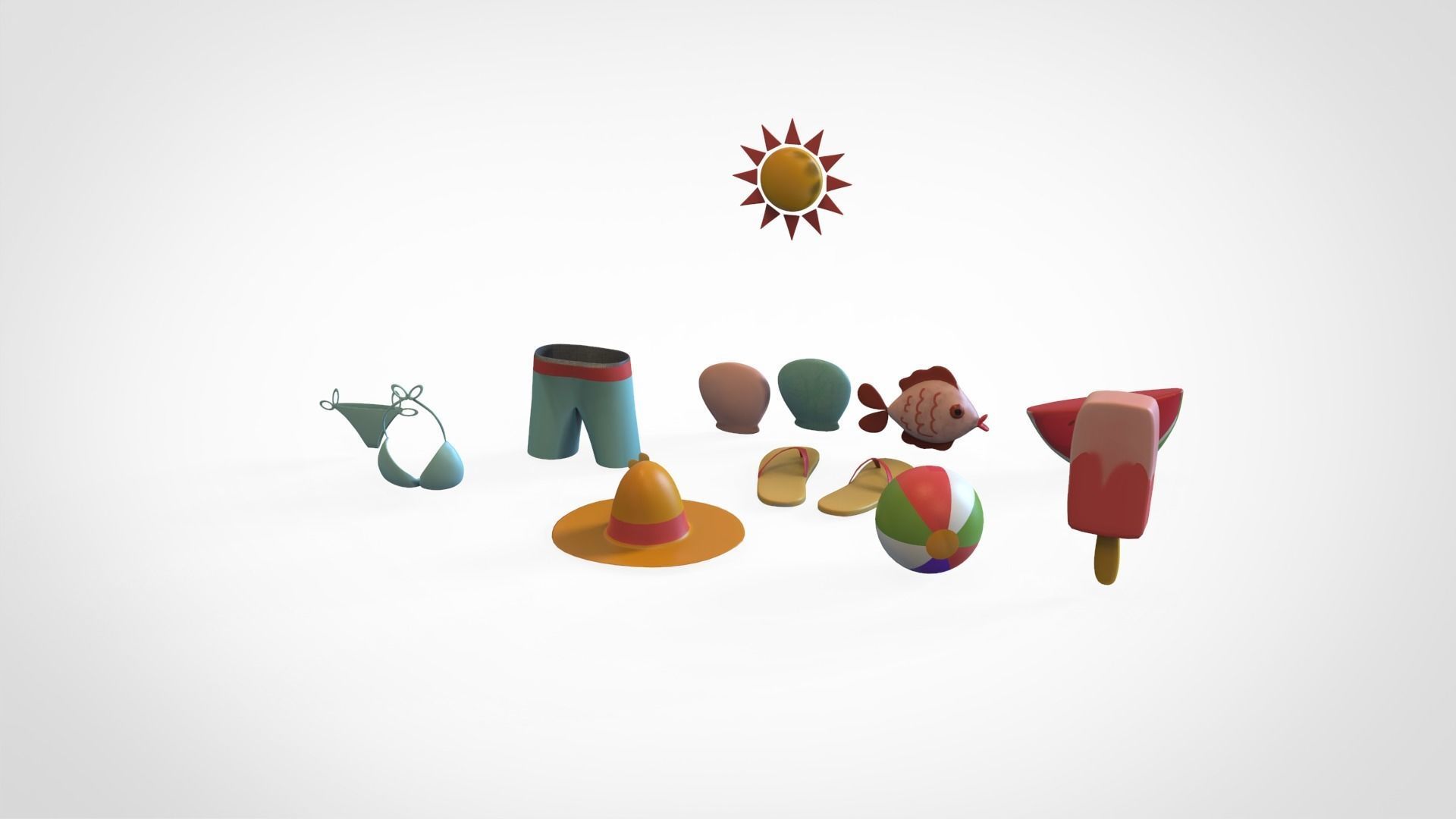 Summer Collection v001  Low-poly 3D model_4