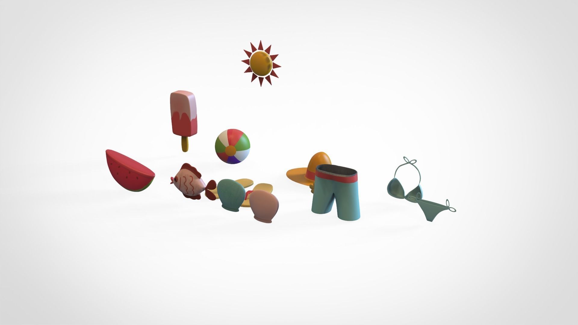 Summer Collection v001  Low-poly 3D model_12