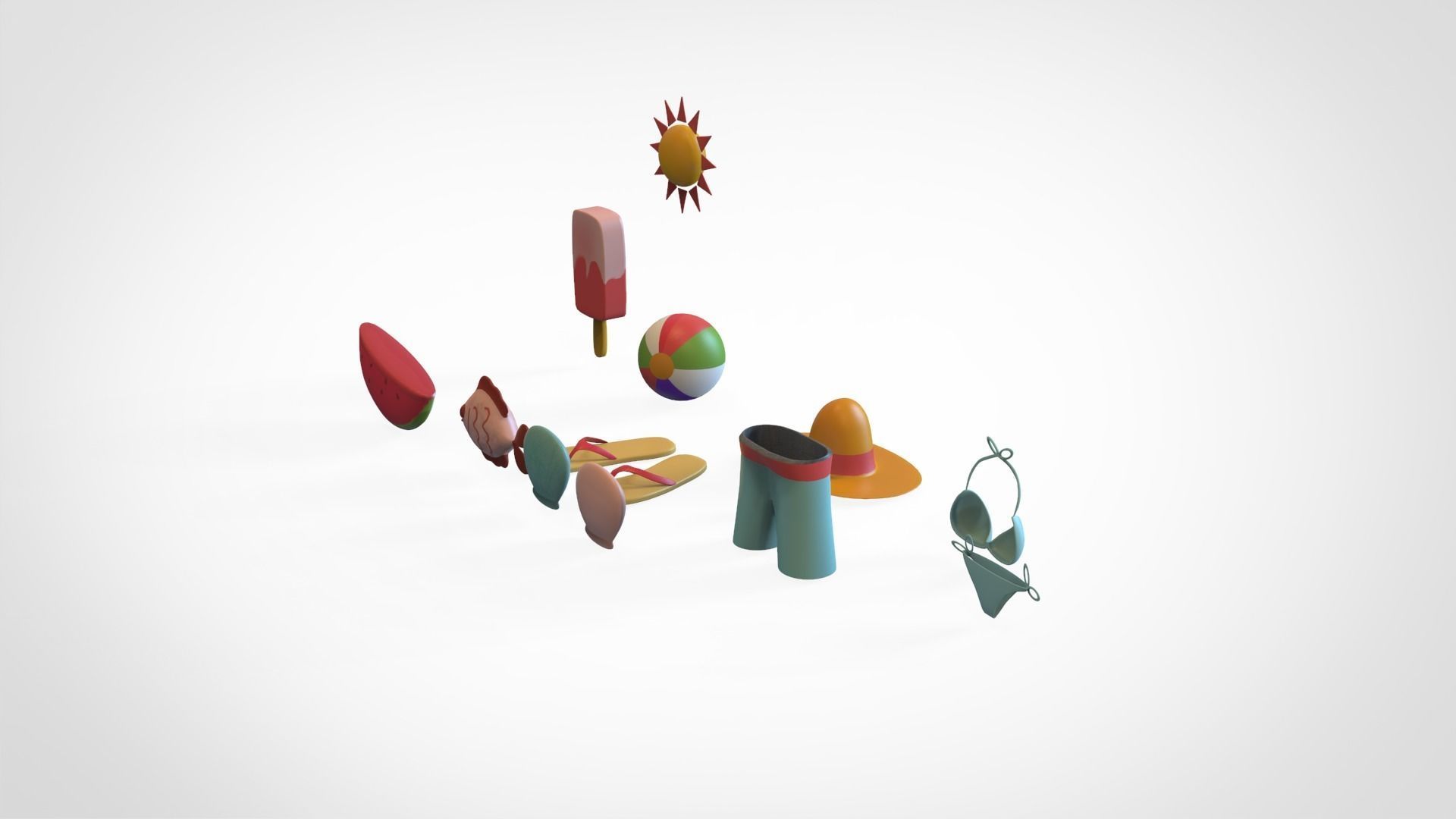 Summer Collection v001  Low-poly 3D model_13
