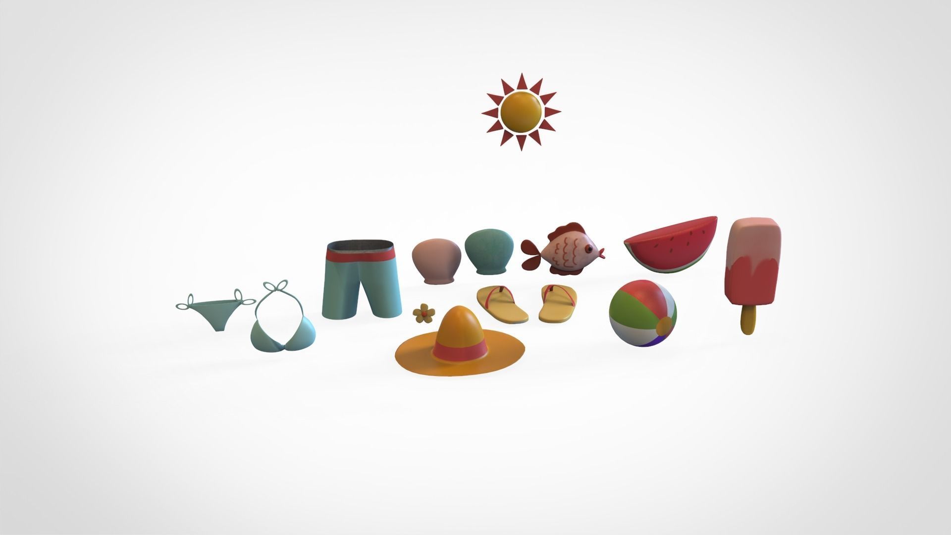 Summer Collection v001  Low-poly 3D model_18
