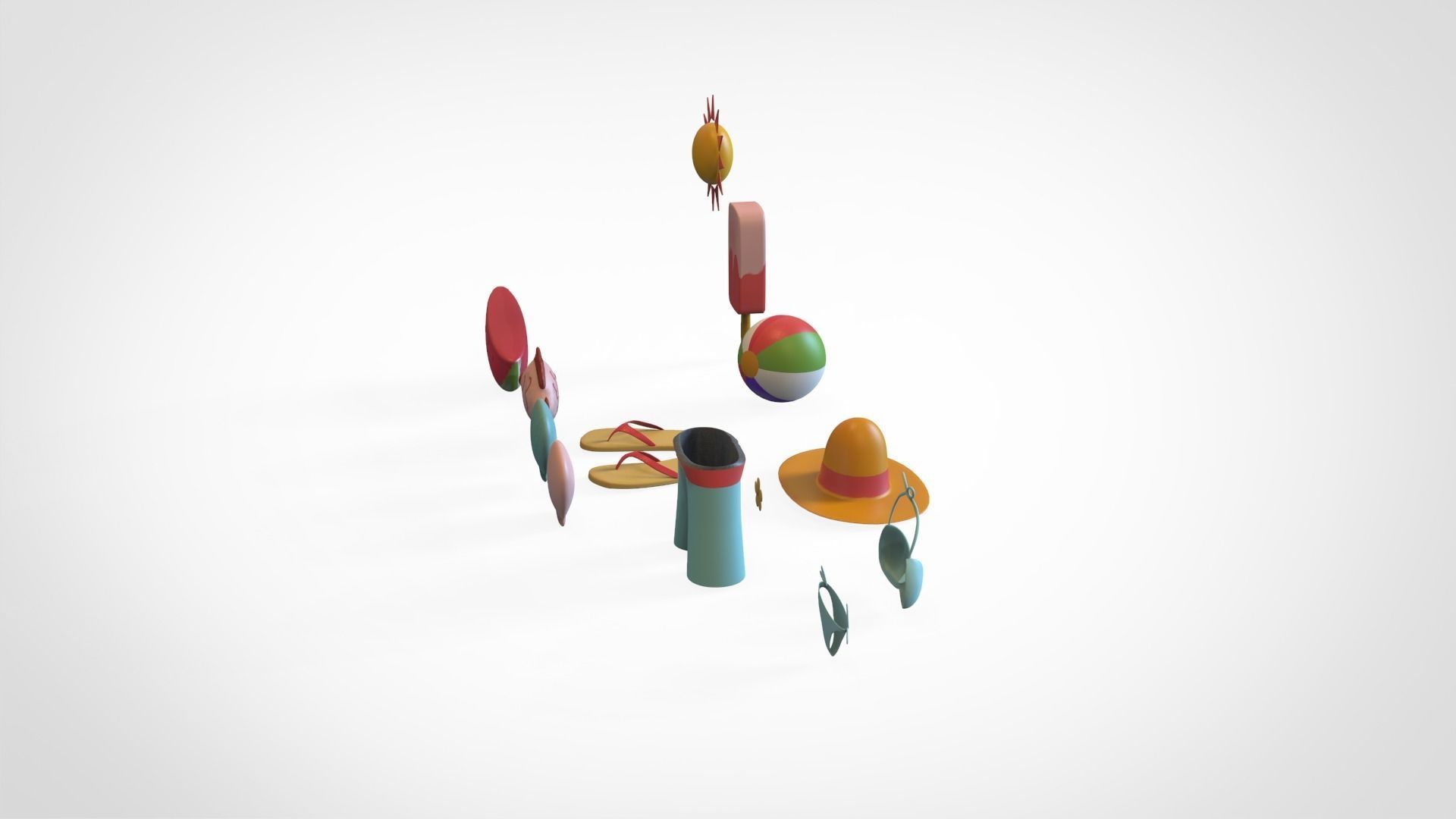 Summer Collection v001  Low-poly 3D model_14