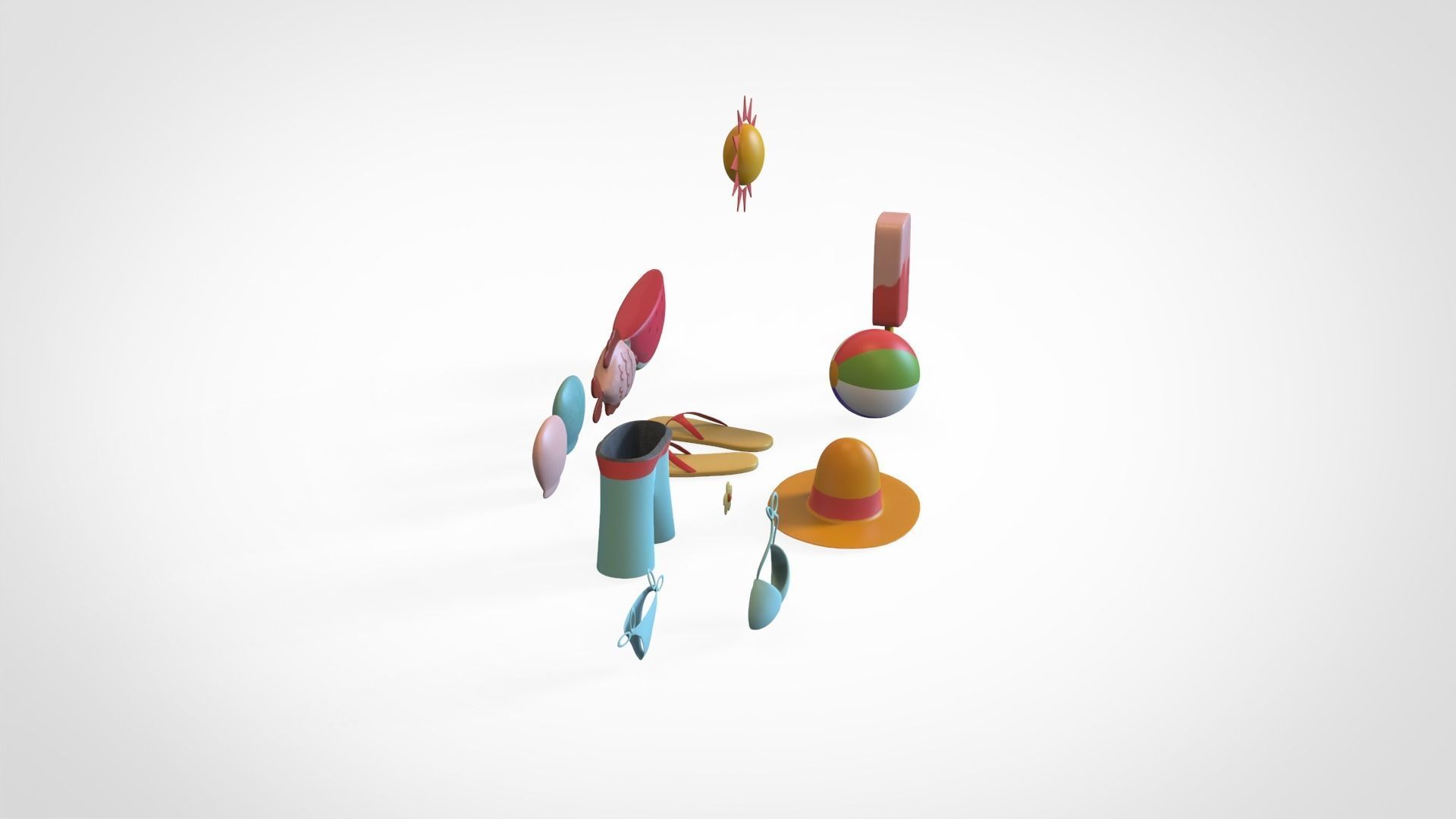 Summer Collection v001  Low-poly 3D model_15