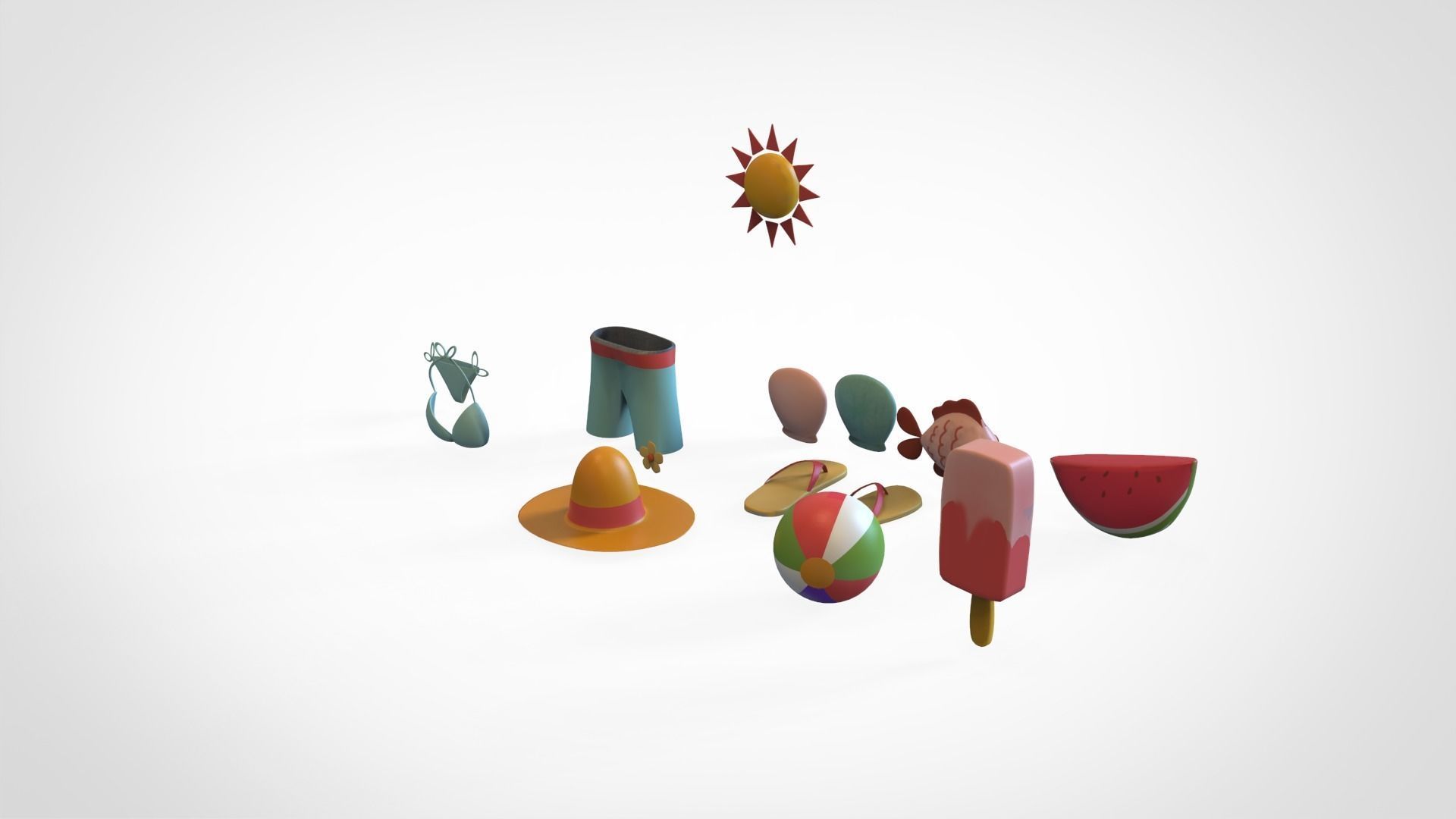 Summer Collection v001  Low-poly 3D model_5