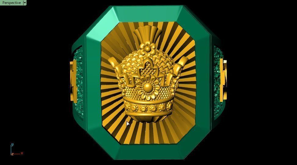 Louis vuitton with Crown men ring 3D print model_4