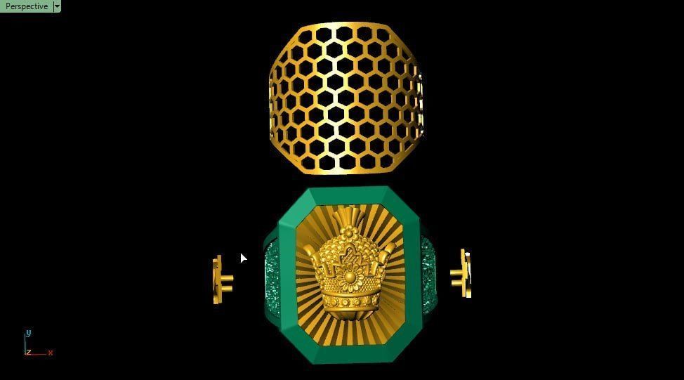 Louis vuitton with Crown men ring 3D print model_2