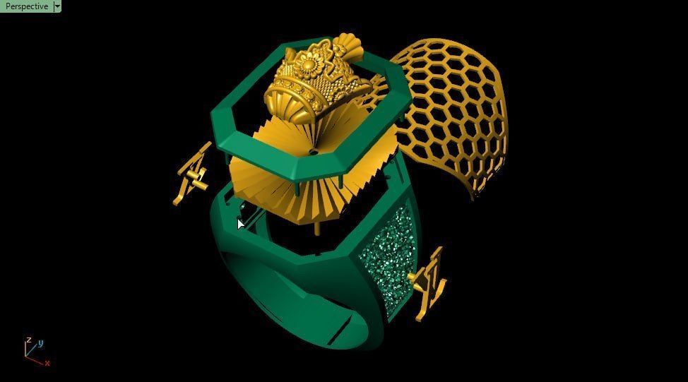 Louis vuitton with Crown men ring 3D print model_3