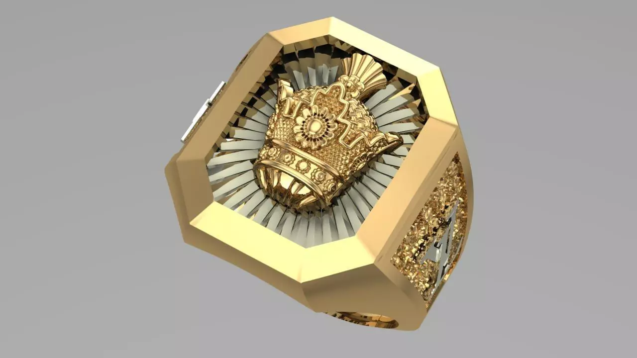 Louis vuitton with Crown men ring 3D print model_0