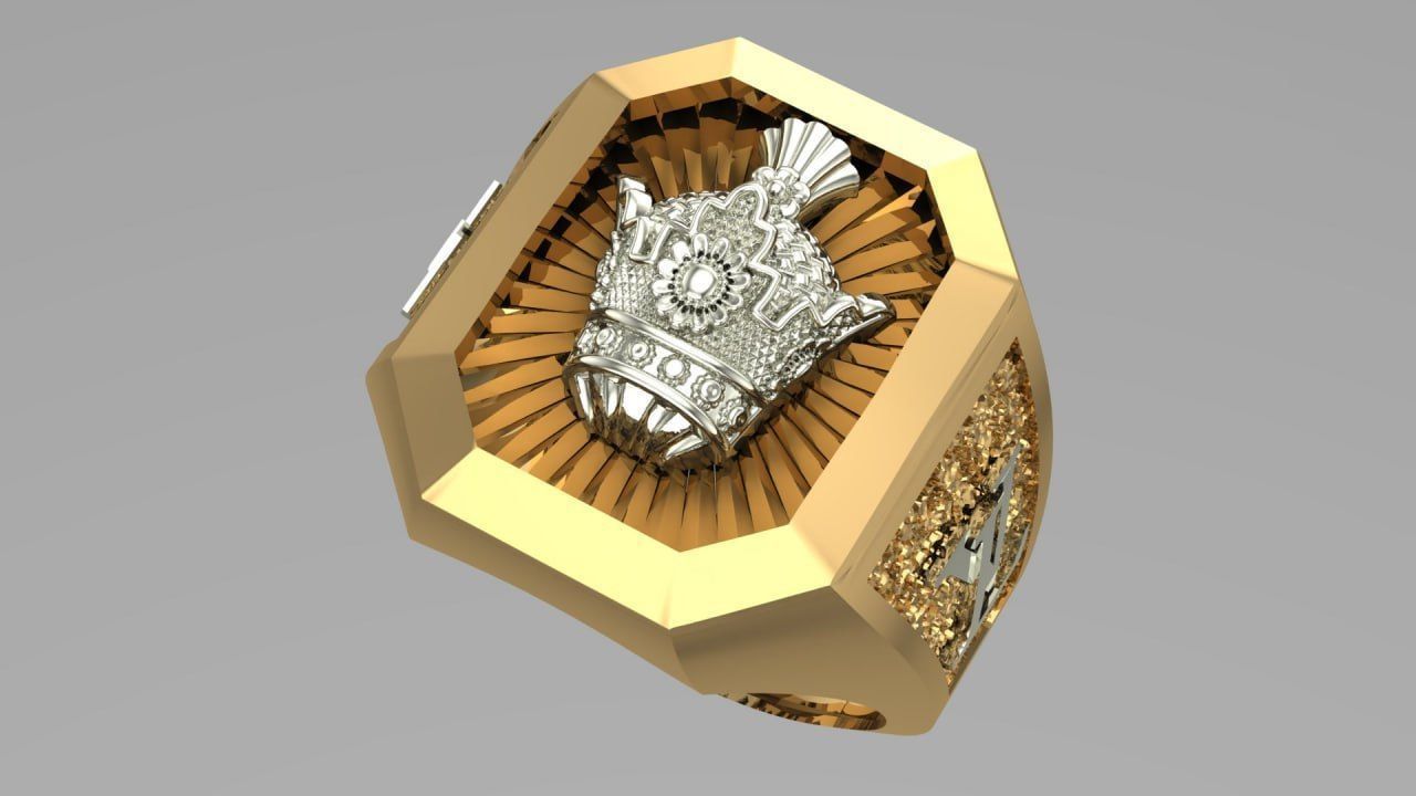 Louis vuitton with Crown men ring 3D print model_1