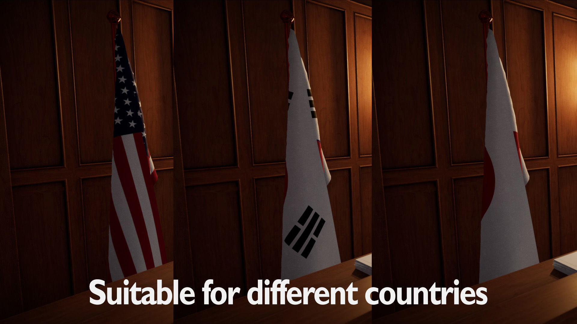 Courtroom - Environment For Crime Noir and Adventure Low-poly 3D model_10