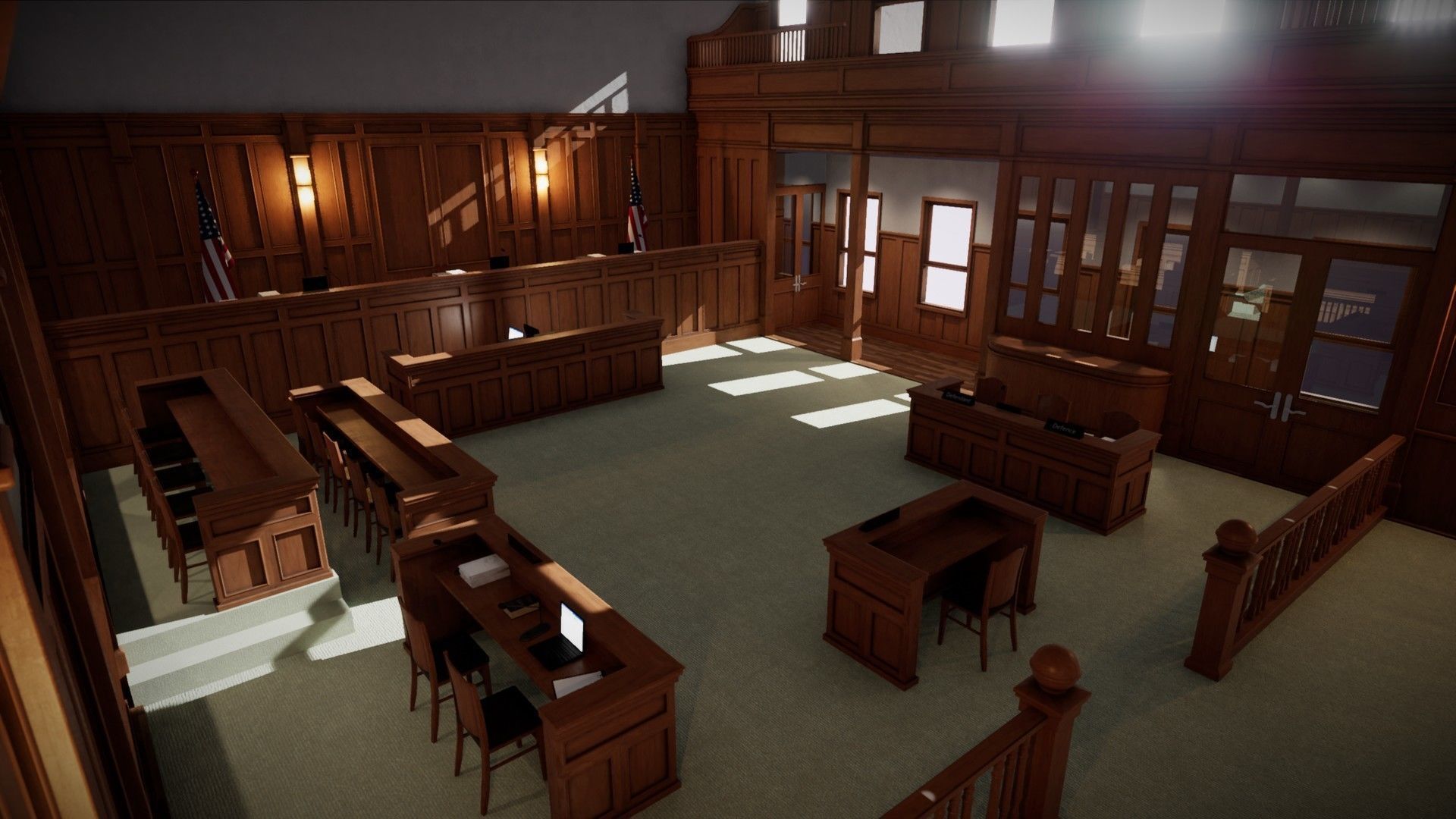 Courtroom - Environment For Crime Noir and Adventure Low-poly 3D model_8
