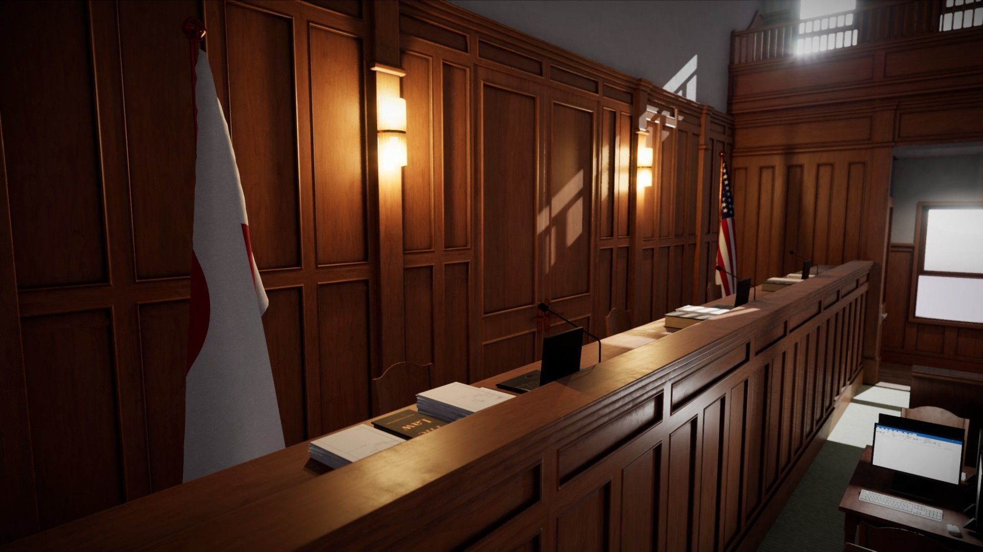 Courtroom - Environment For Crime Noir and Adventure Low-poly 3D model_16