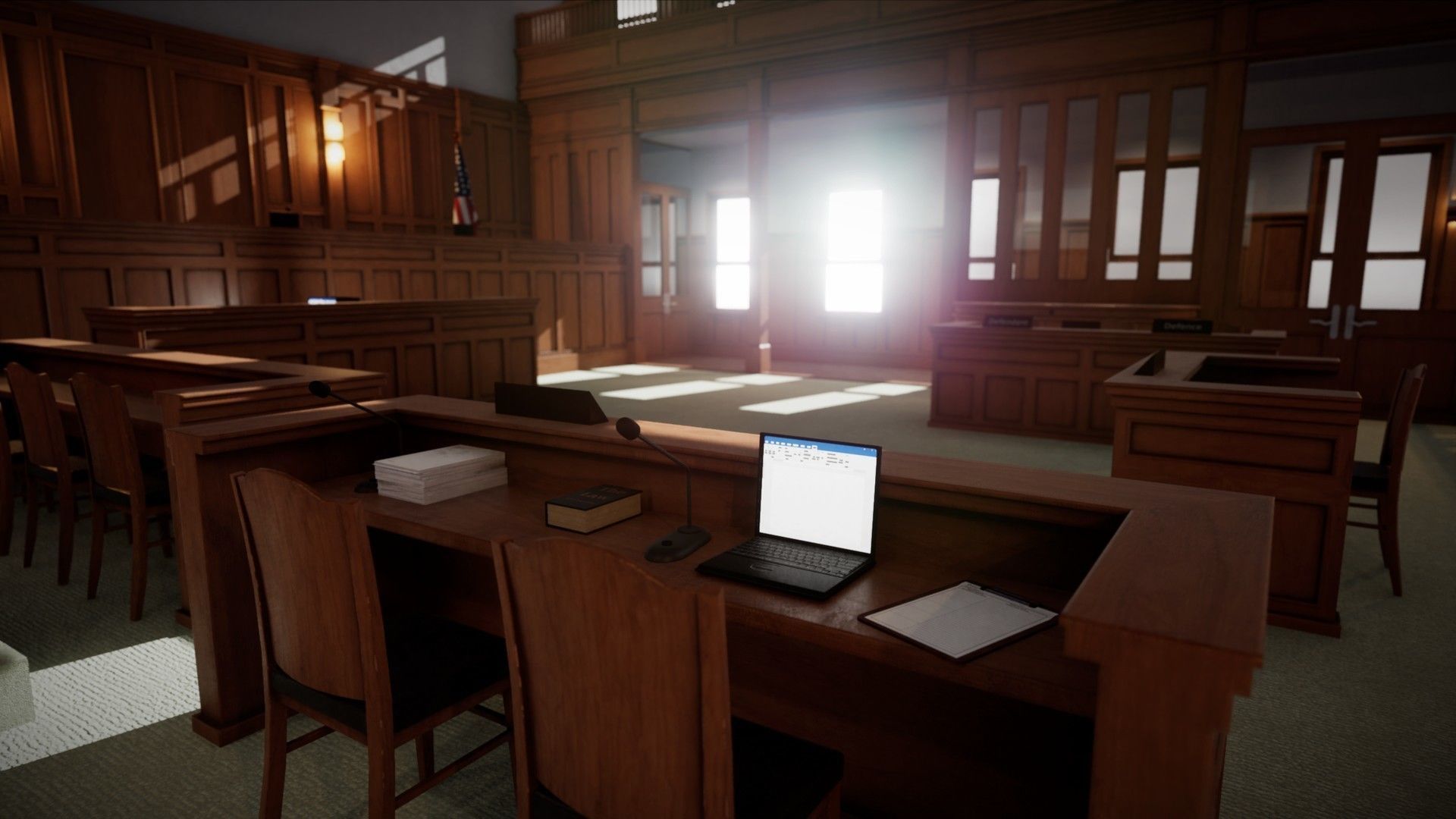 Courtroom - Environment For Crime Noir and Adventure Low-poly 3D model_13