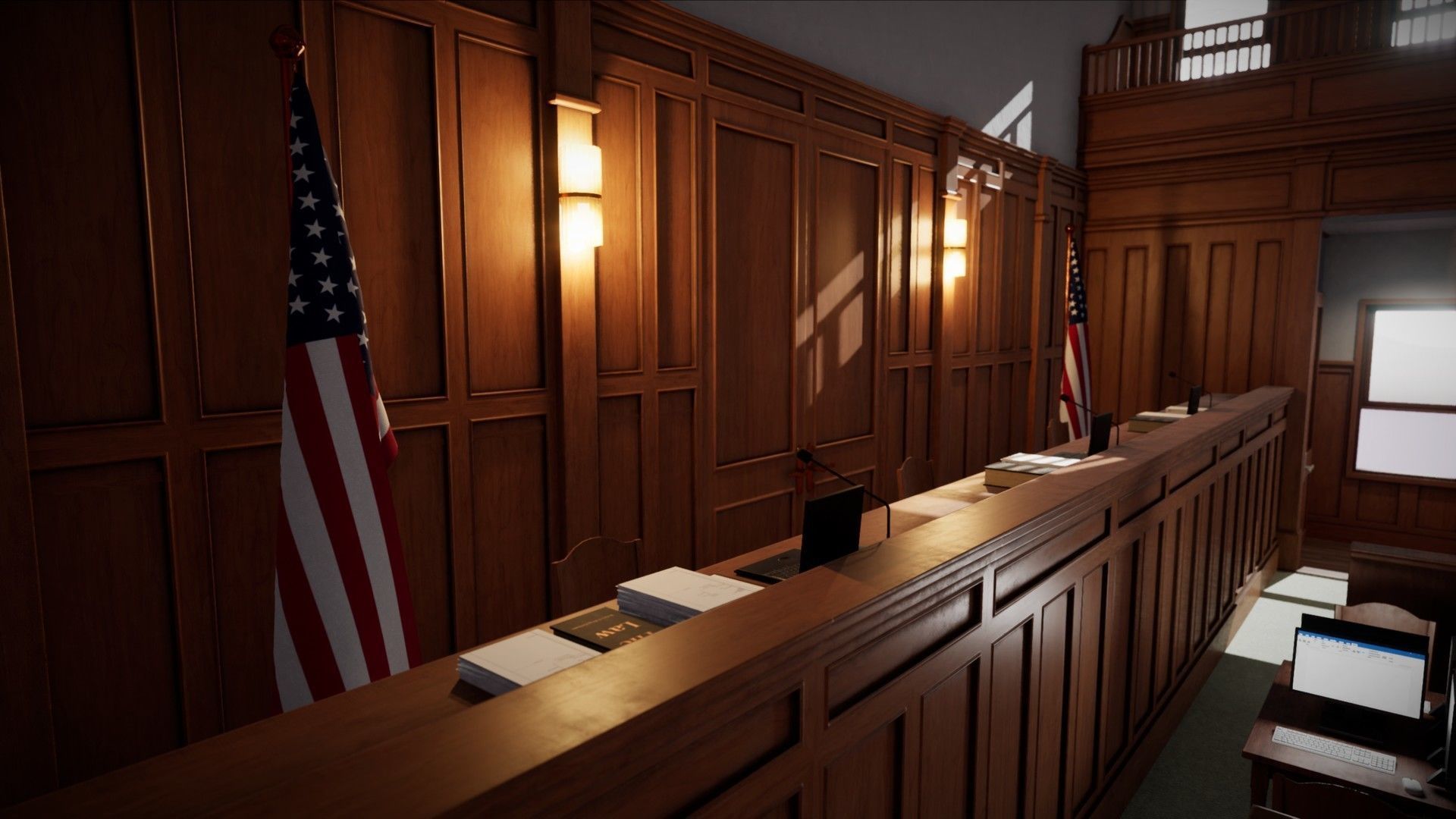 Courtroom - Environment For Crime Noir and Adventure Low-poly 3D model_11