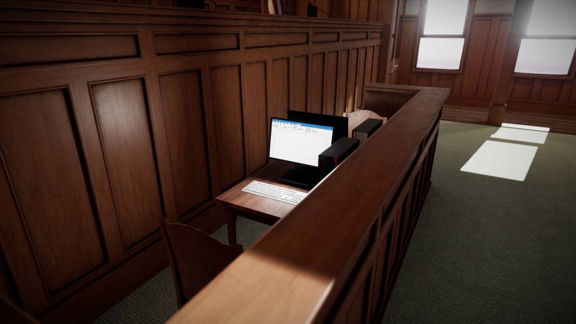 Courtroom - Environment For Crime Noir and Adventure Low-poly 3D model_12