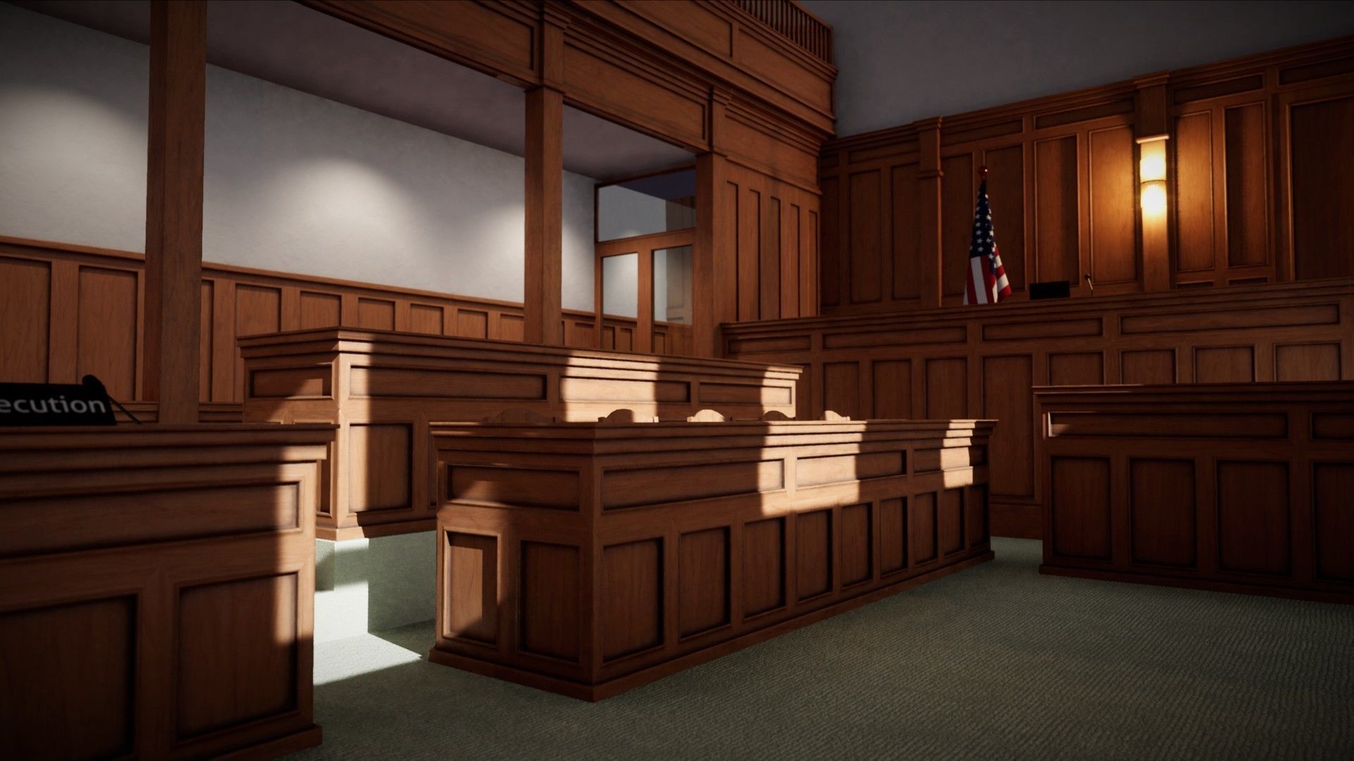 Courtroom - Environment For Crime Noir and Adventure Low-poly 3D model_5