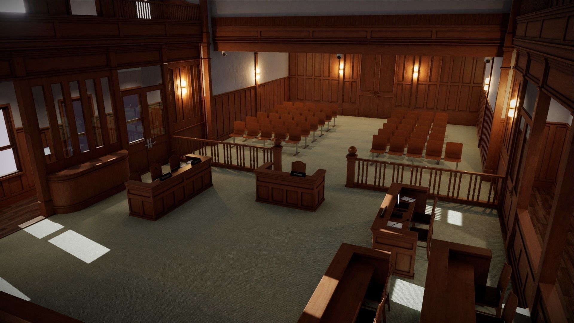 Courtroom - Environment For Crime Noir and Adventure Low-poly 3D model_14