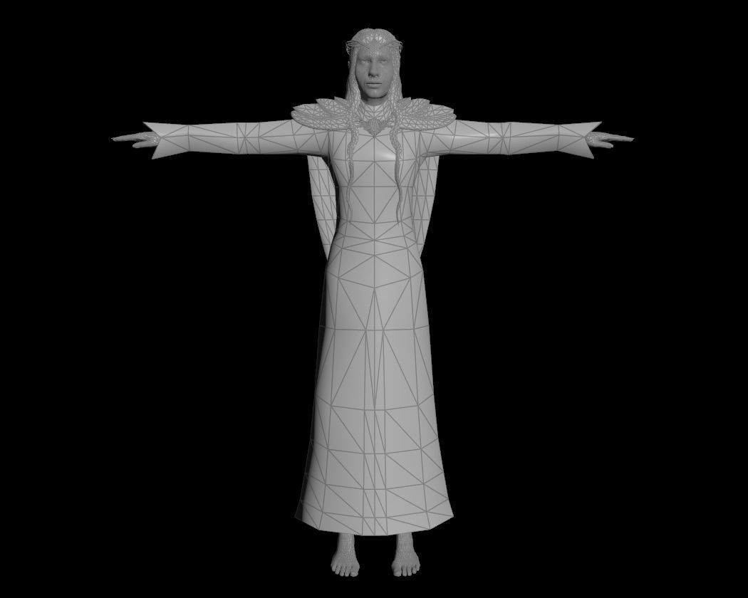 Galadriel in Golden Armour Low-poly 3D model_6
