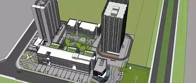 Commercial office building 3d model