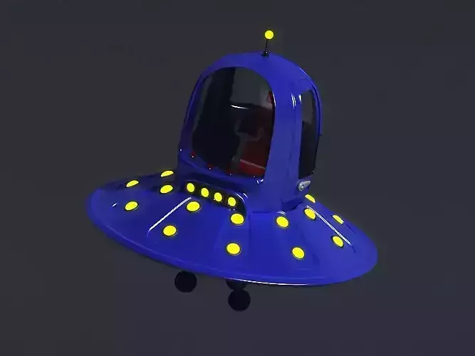 Cartoons saucers ships flying machines round UFO  3D model