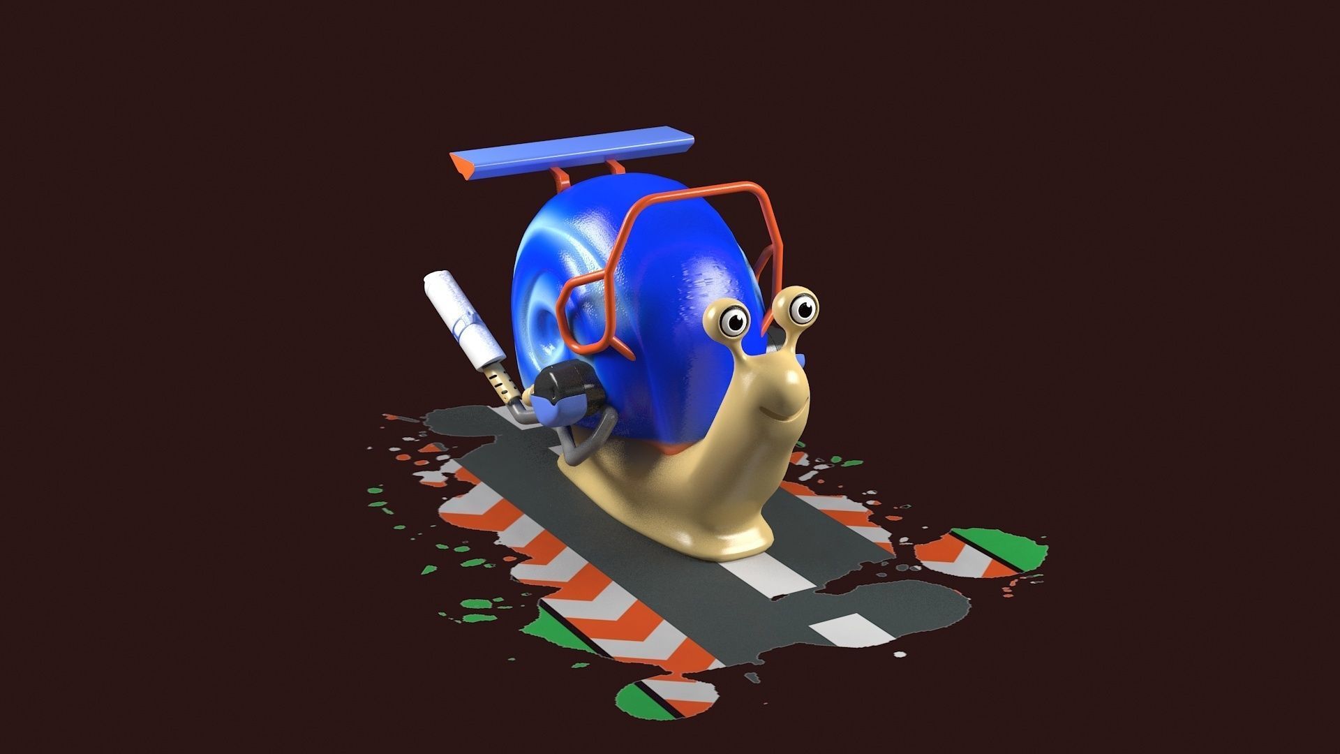 Cartoon Snail Mollusk toon car 3D model_4