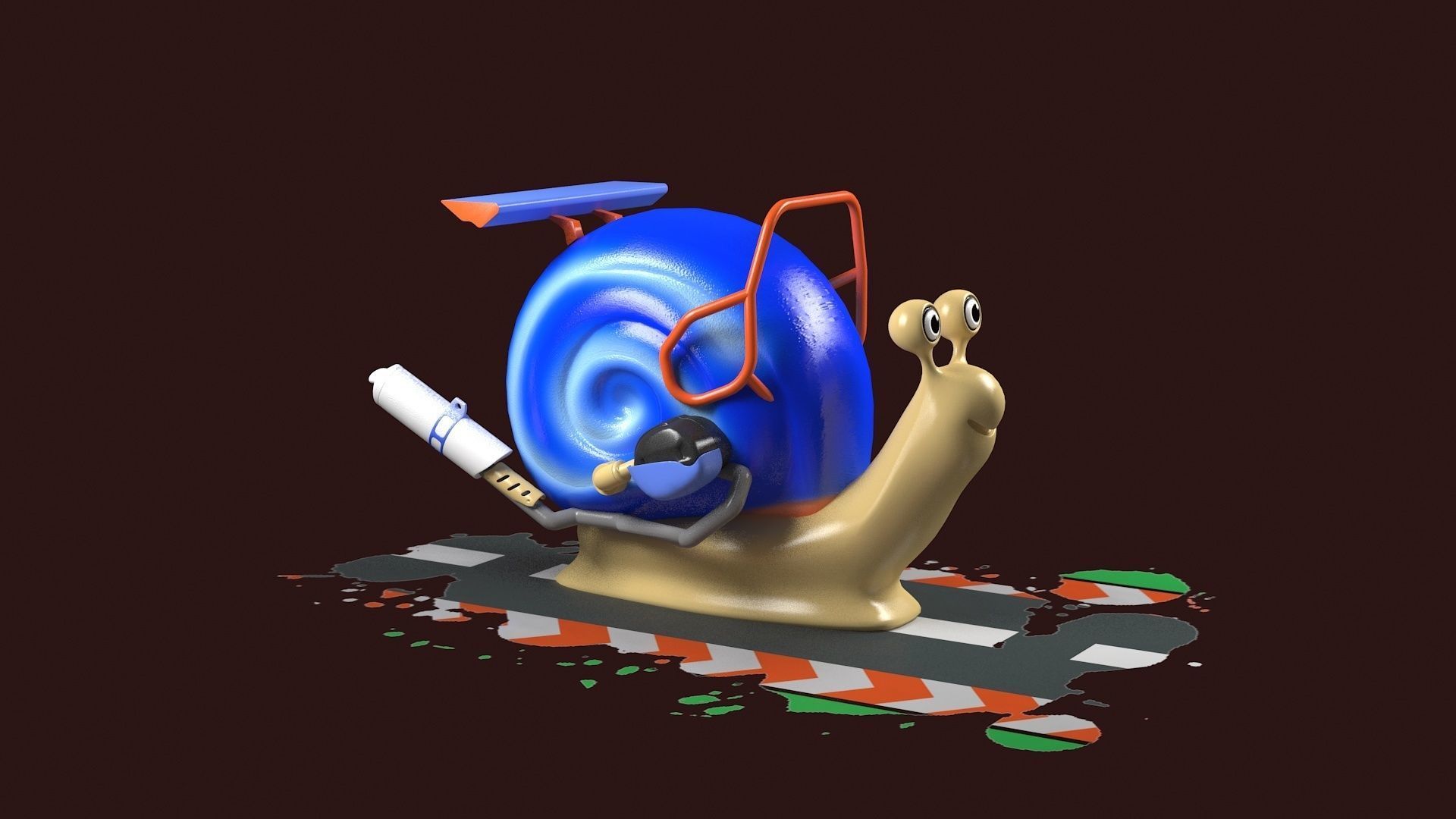Cartoon Snail Mollusk toon car 3D model_1