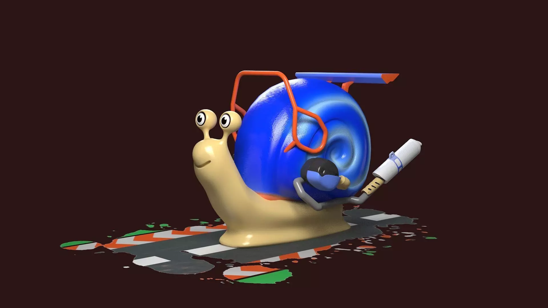 Cartoon Snail Mollusk toon car 3D model_0