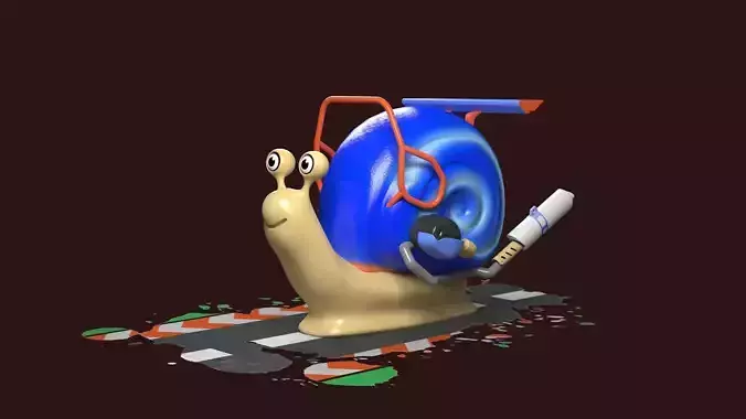 Cartoon Snail Mollusk toon car 3D model