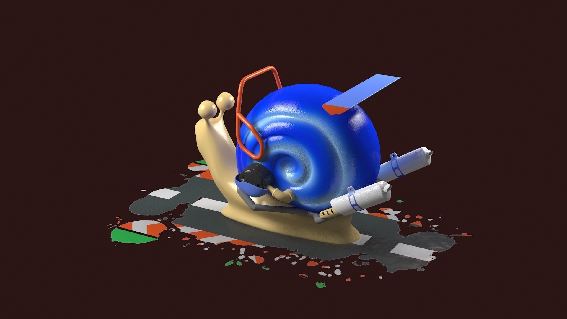 Cartoon Snail Mollusk toon car 3D model_2