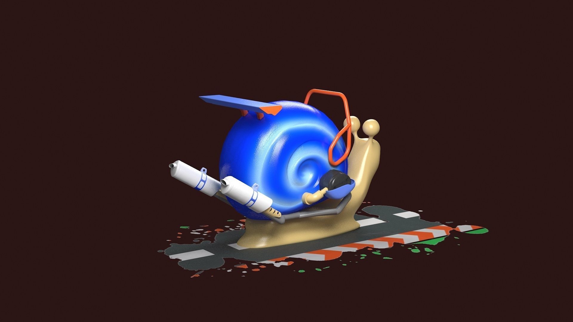 Cartoon Snail Mollusk toon car 3D model_3