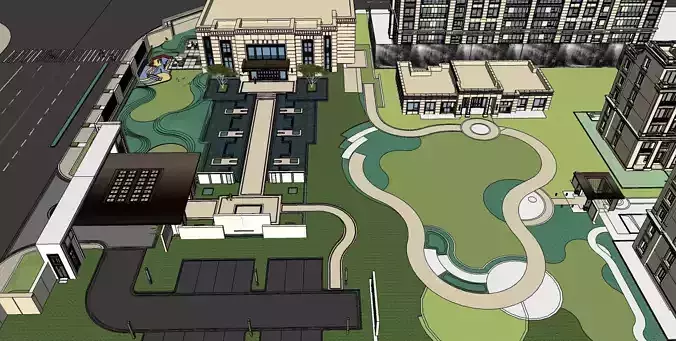 Residential Building Landscape Sketchup Model
