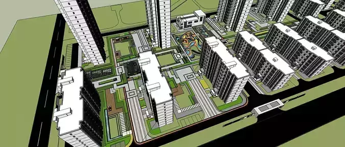 sketchup model 3d city apartment building 
